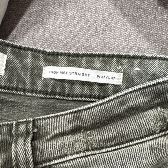 Cleo + Wolf High Rise Ankle Straight Jeans Green Distressed Sz 27 - Picture 9 of 9